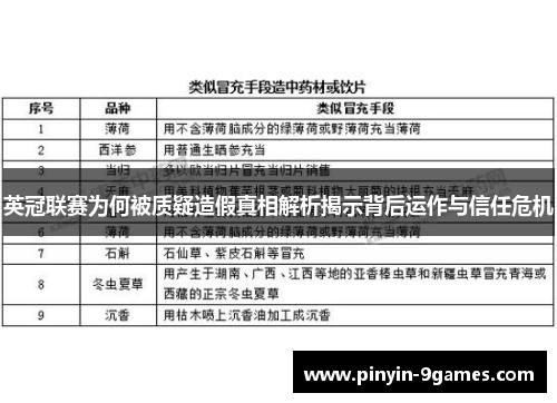 英冠联赛为何被质疑造假真相解析揭示背后运作与信任危机